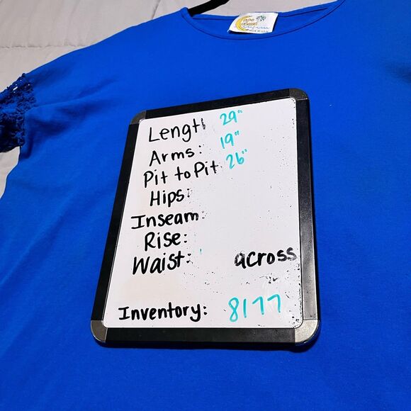 CopaCabana Blue Short Crochet Sleeves Tunic Top Beachy Coastal Womens Size 2/3XL - Picture 8 of 8